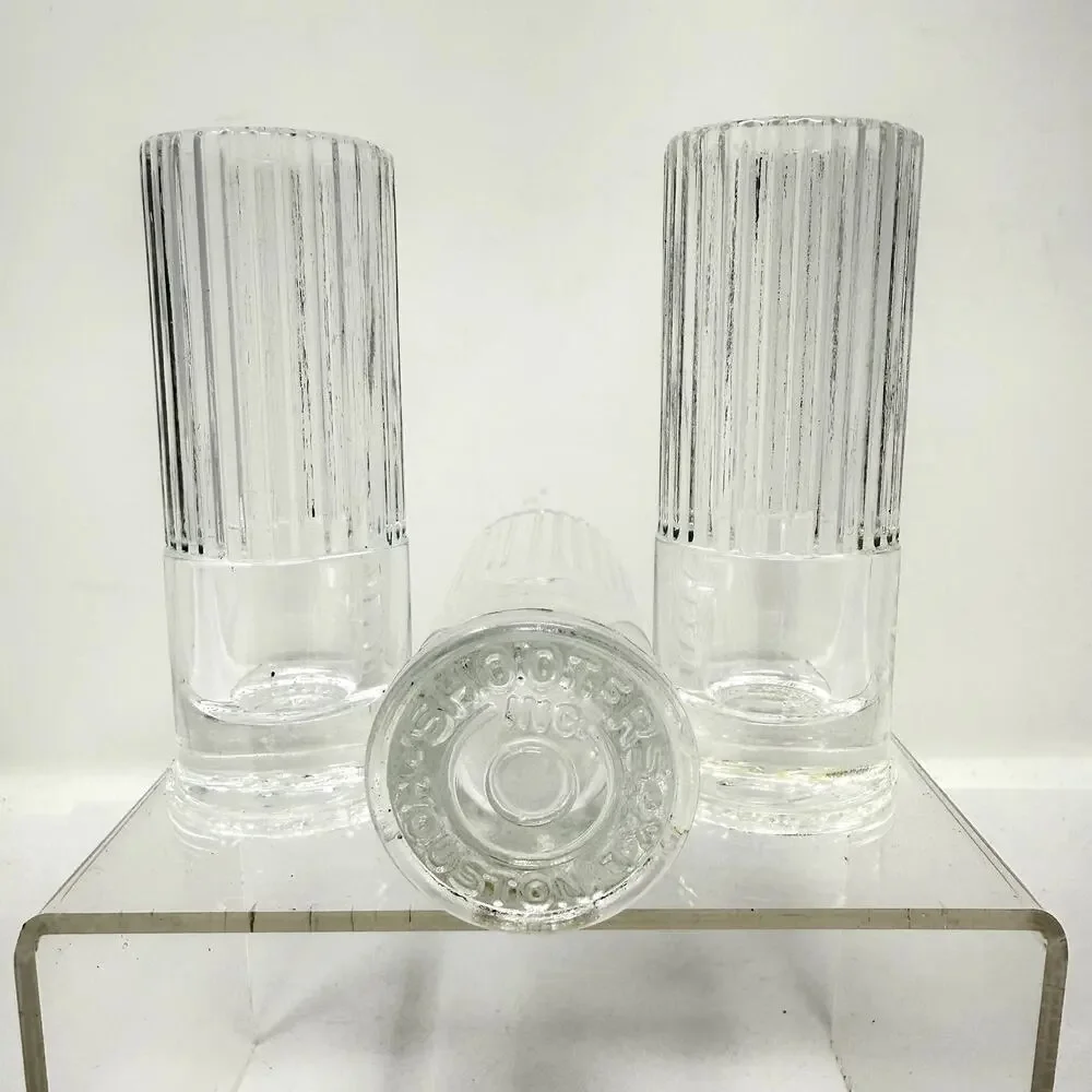 VTG Shooters Inc Houston TX Ribbed Shot Glasses Set 3 Heavy Pressed Barware Rare